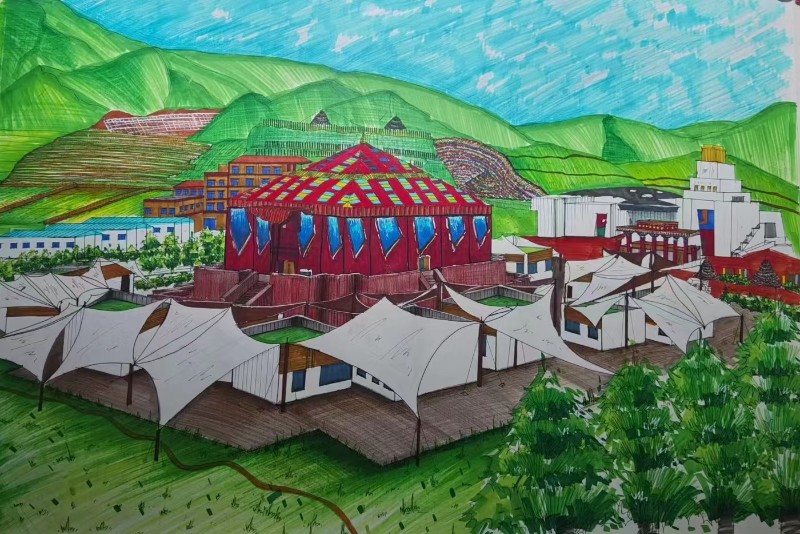 202209161663308079110040.jpg 建投建設(shè) 趙娟娟 《甘南文旅會展中心》繪畫.jpg